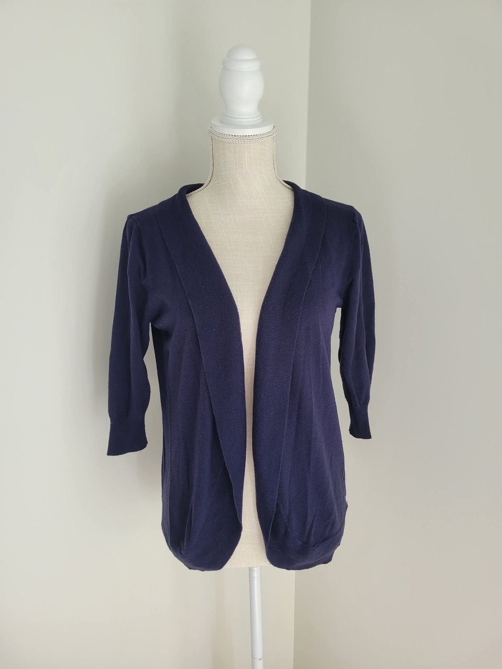 Merona Navy Open-Front 3/4 Sleeve Cardigan